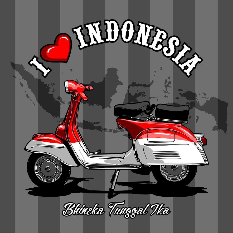 scooter motif drapeau indonésien vecteur