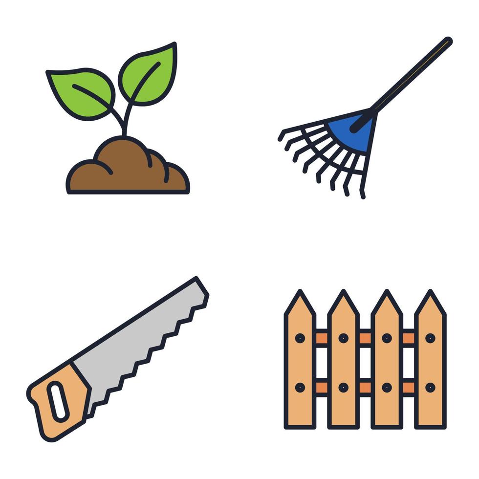 modèle de symbole d'icône de jeu de fleurs et de jardinage pour illustration vectorielle de logo de collection de conception graphique et web vecteur