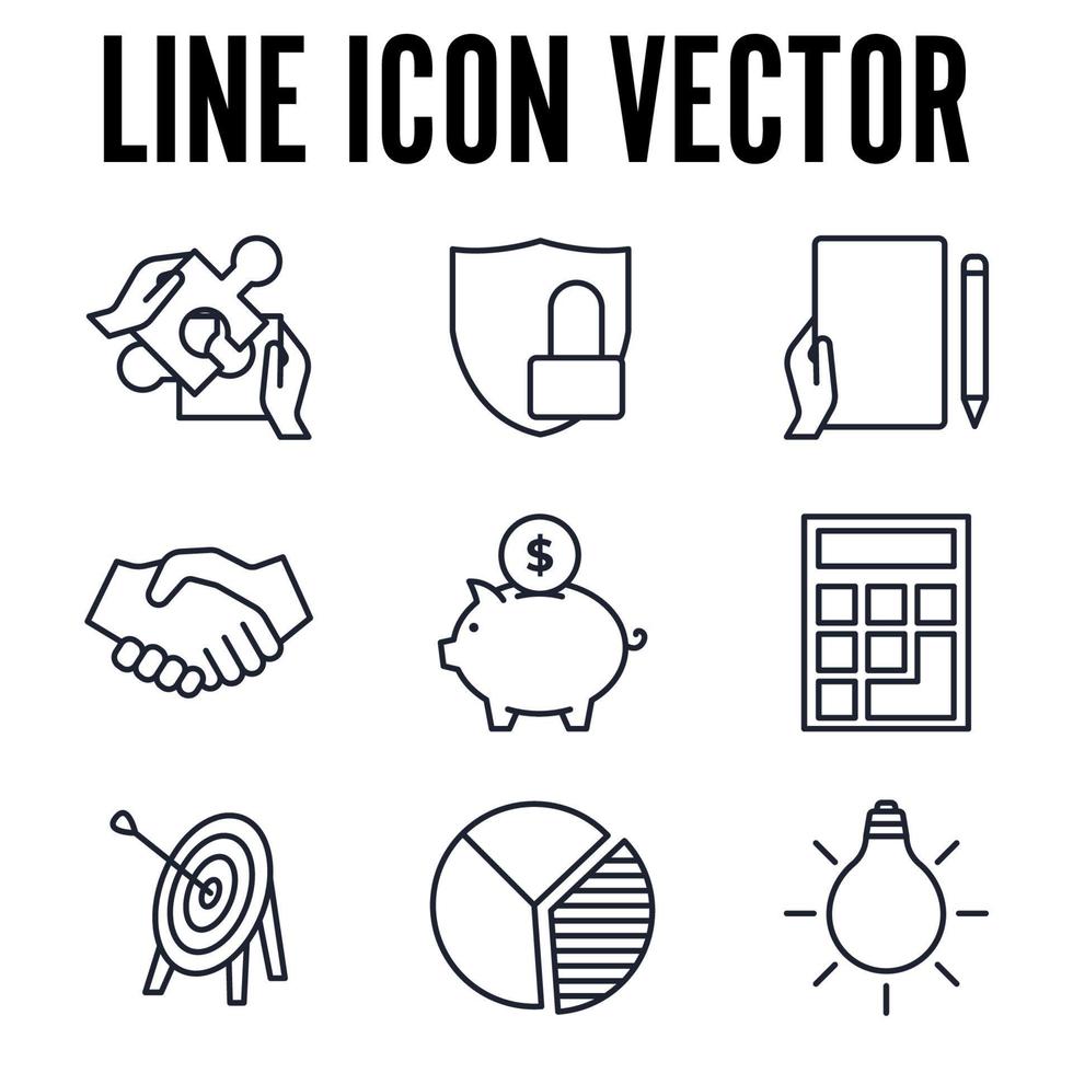 les éléments commerciaux et financiers définissent le modèle de symbole d'icône pour l'illustration vectorielle du logo de la collection de conception graphique et web vecteur