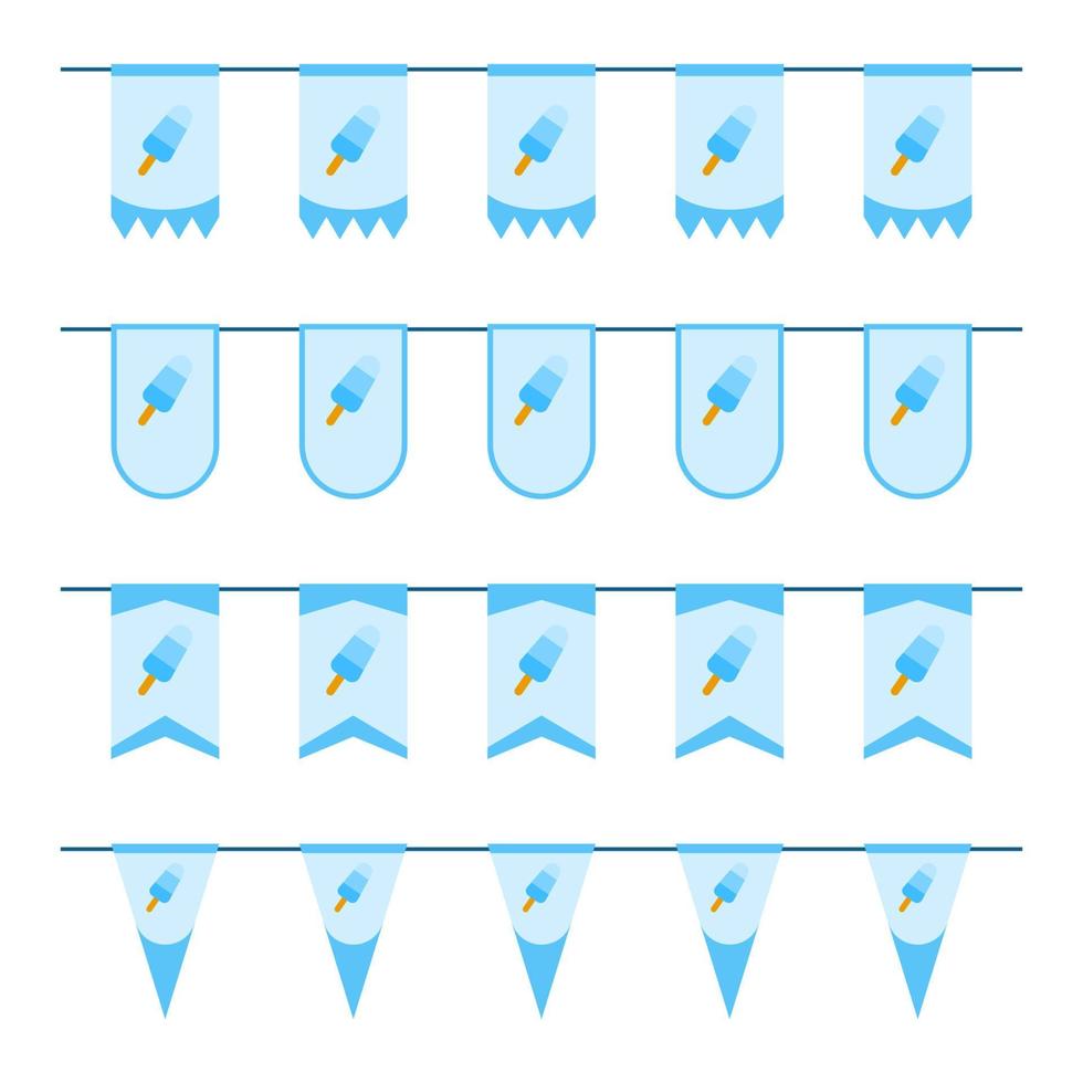 ensemble de drapeaux colorés avec de la glace vecteur