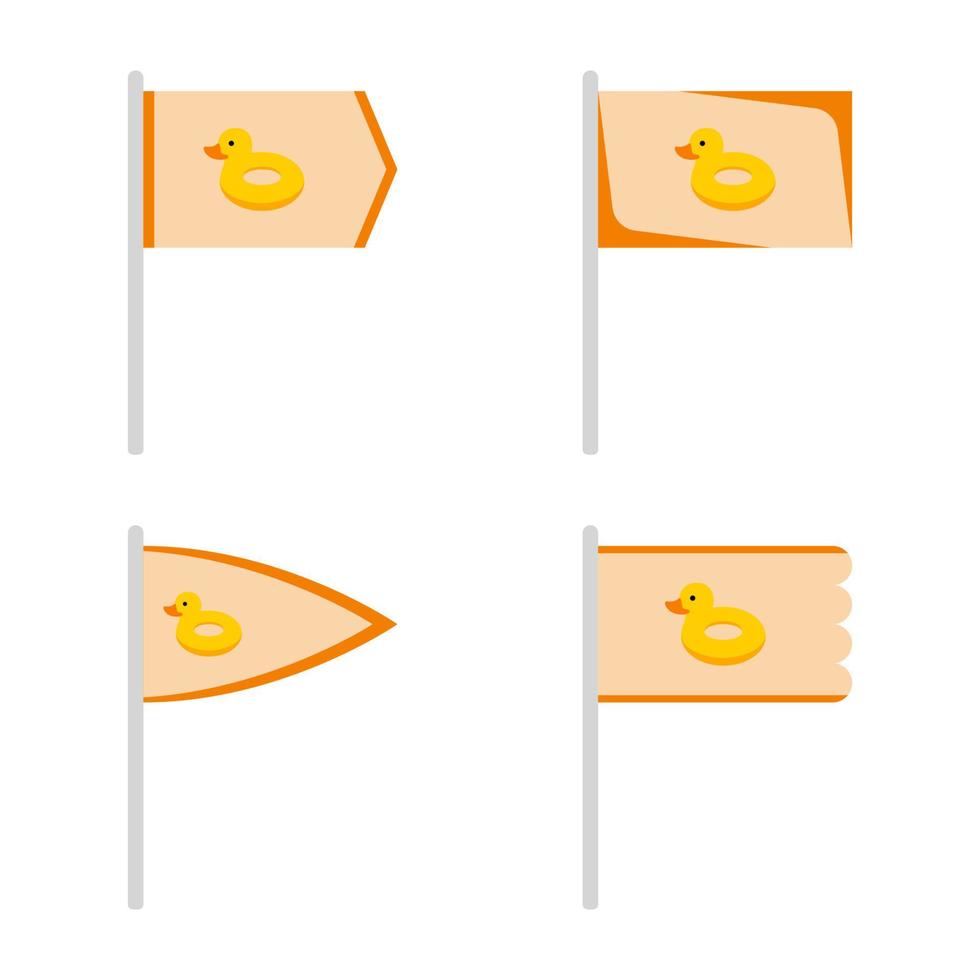 ensemble de drapeaux colorés avec canard gonflable vecteur