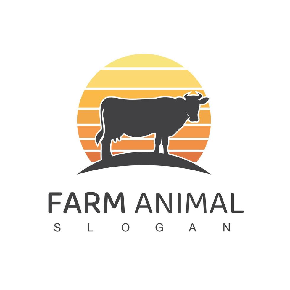 logo d'animal de ferme, symbole de ferme de vache vecteur