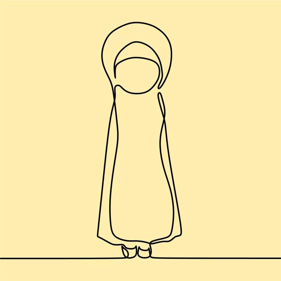 dessin au trait continu sur les personnes portant le hijab vecteur