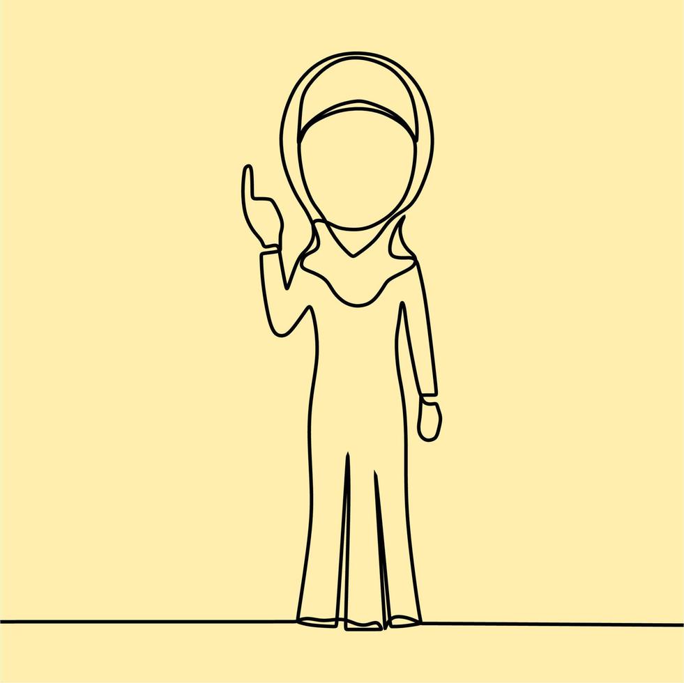 dessin au trait continu sur les personnes portant le hijab vecteur