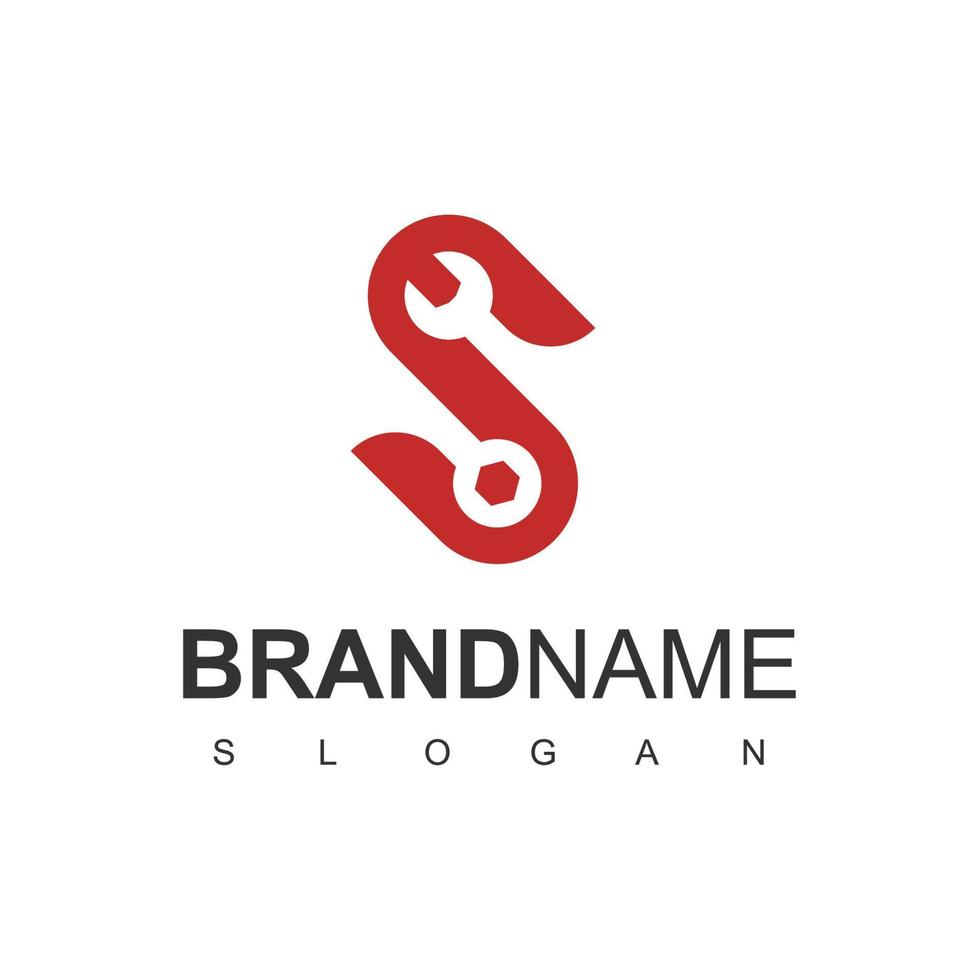 lettre s, modèle vectoriel de conception de logo de réparation isolé sur fond blanc