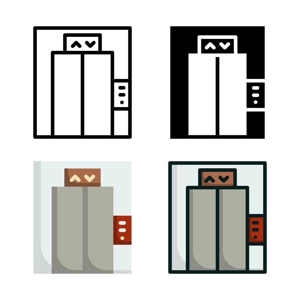 collection de style de jeu d'icônes d'ascenseur vecteur