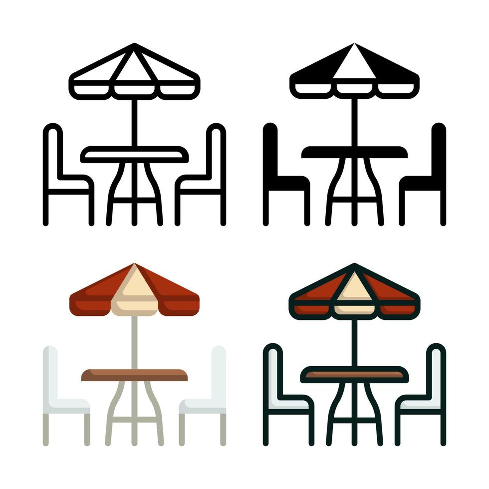 collection de style de jeu d'icônes de terrasse vecteur