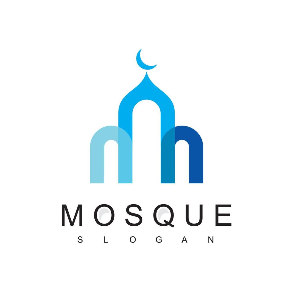 modèle de conception de logo de mosquée, symbole de bâtiment arabe vecteur