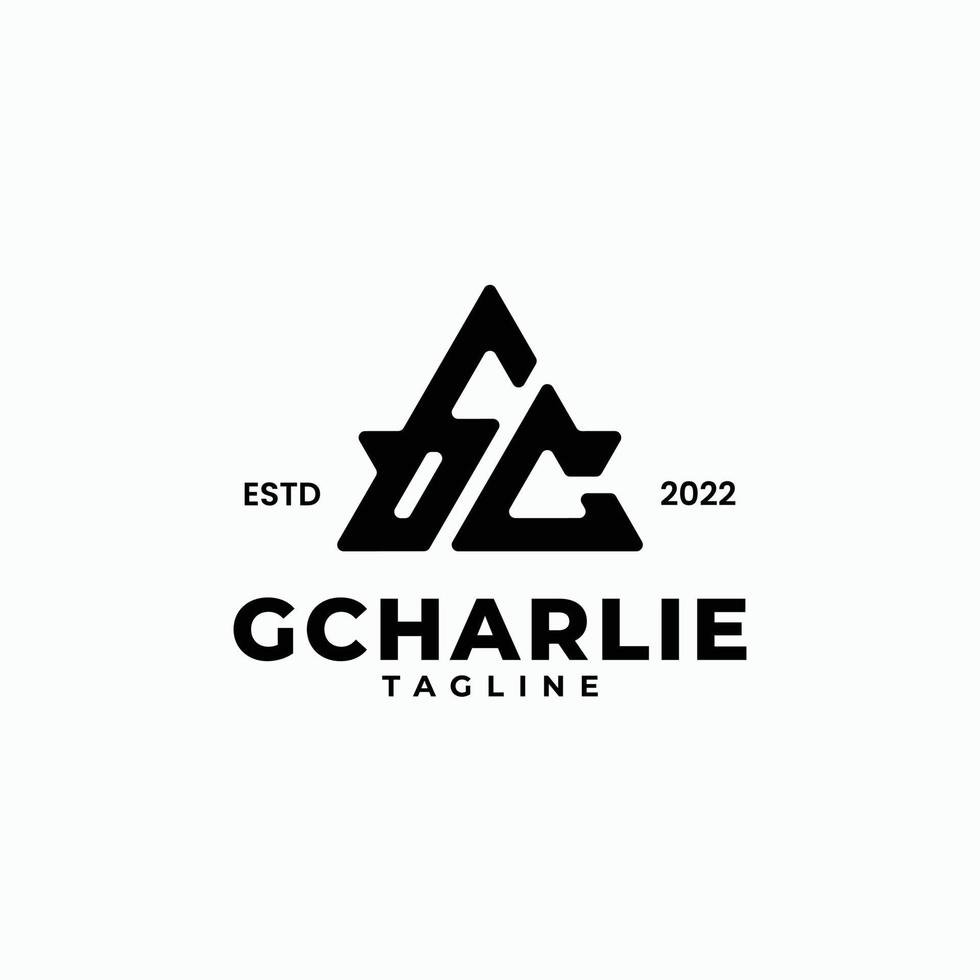 logo monogramme initiales triangle avec lettre gc, g et c vecteur