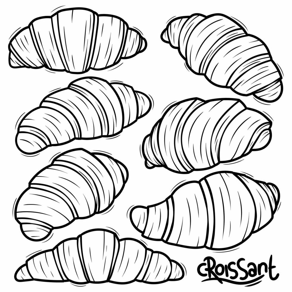 dessin au trait vecteur doodle croissant dessiné à la main