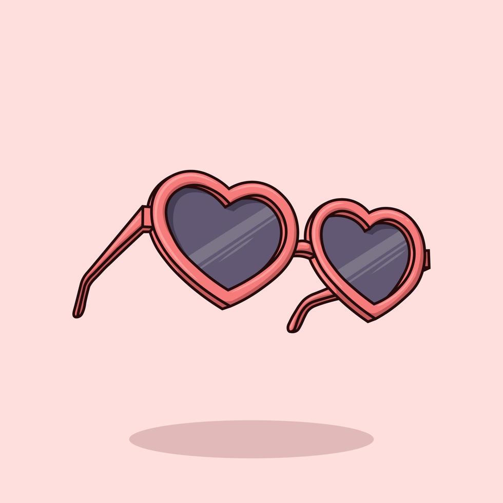 lunettes d'amour rose concept d'objet vecteur d'icône de dessin animé