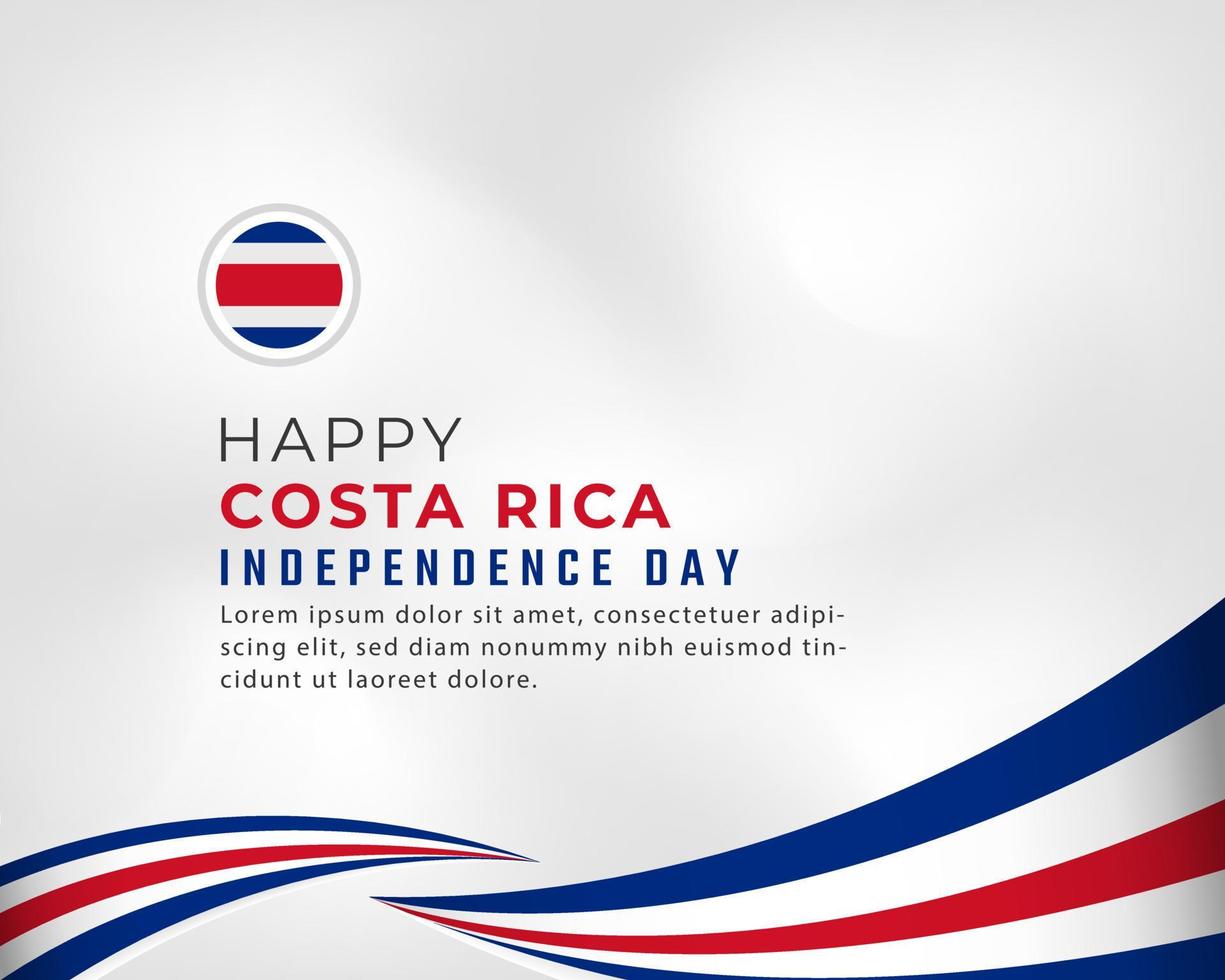 joyeux jour de l'indépendance du costa rica 15 septembre illustration de conception vectorielle de célébration. modèle d'affiche, de bannière, de publicité, de carte de voeux ou d'élément de conception d'impression vecteur