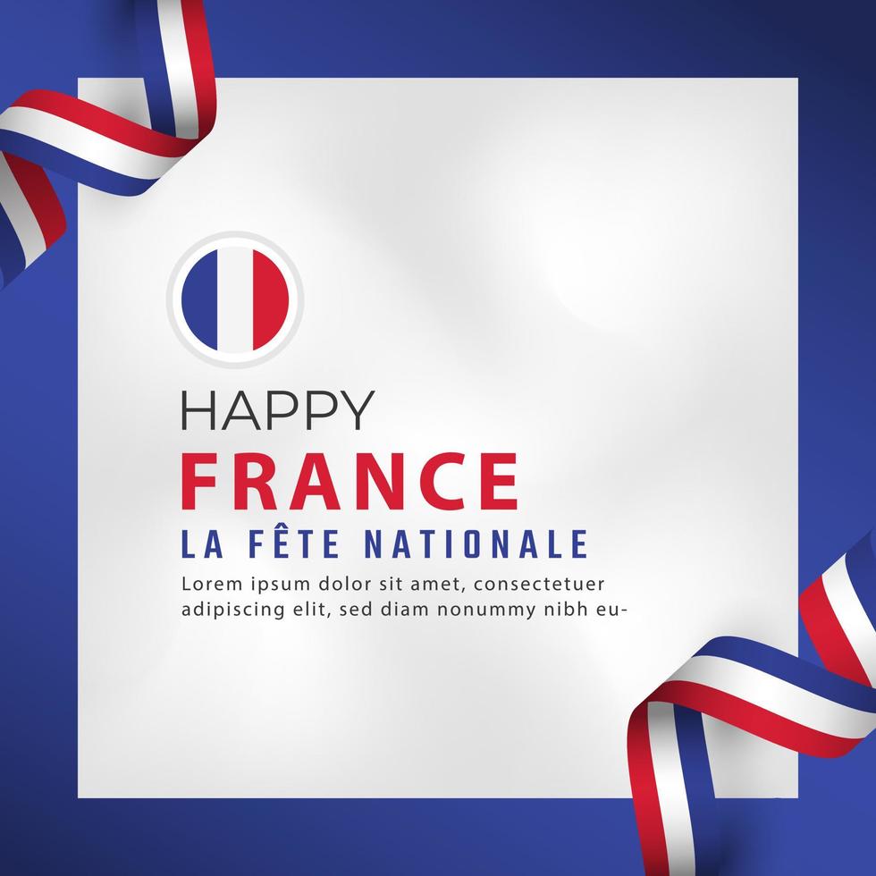 joyeux france bastille day ou illustration de conception vectorielle de célébration de la fête de l'indépendance. modèle d'affiche, de bannière, de publicité, de carte de voeux ou d'élément de conception d'impression vecteur