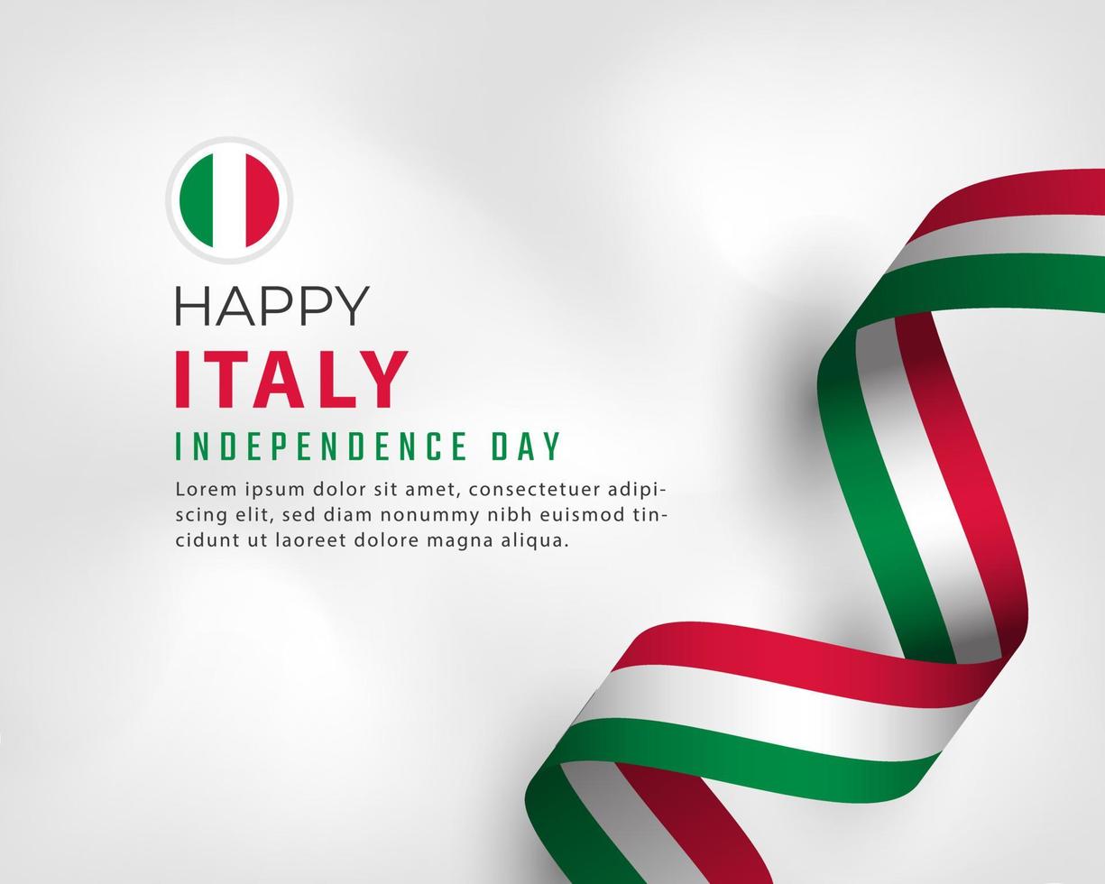 illustration de conception vectorielle de célébration de la fête de l'indépendance de l'italie heureuse. modèle pour l'élément de conception d'affiche de la fête de l'indépendance vecteur