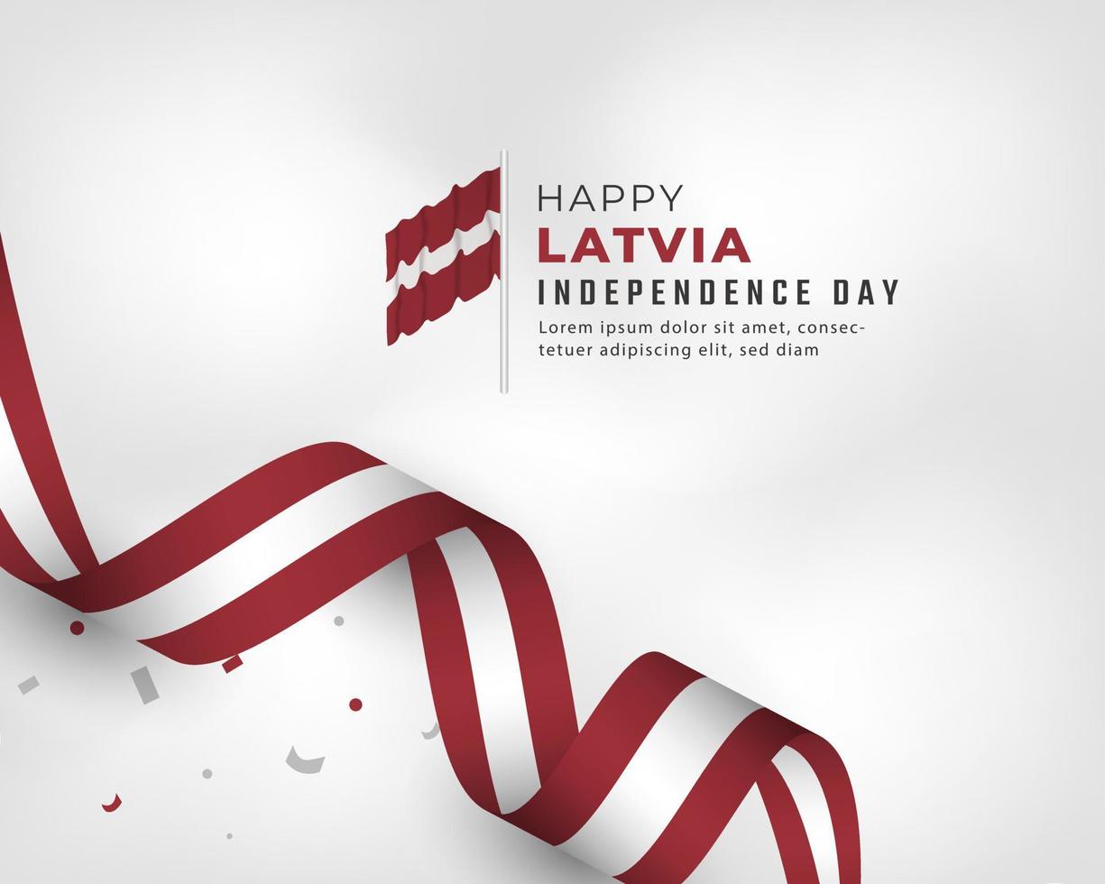 joyeux jour de l'indépendance de la lettonie 18 novembre illustration de conception vectorielle de célébration. modèle d'affiche, de bannière, de publicité, de carte de voeux ou d'élément de conception d'impression vecteur