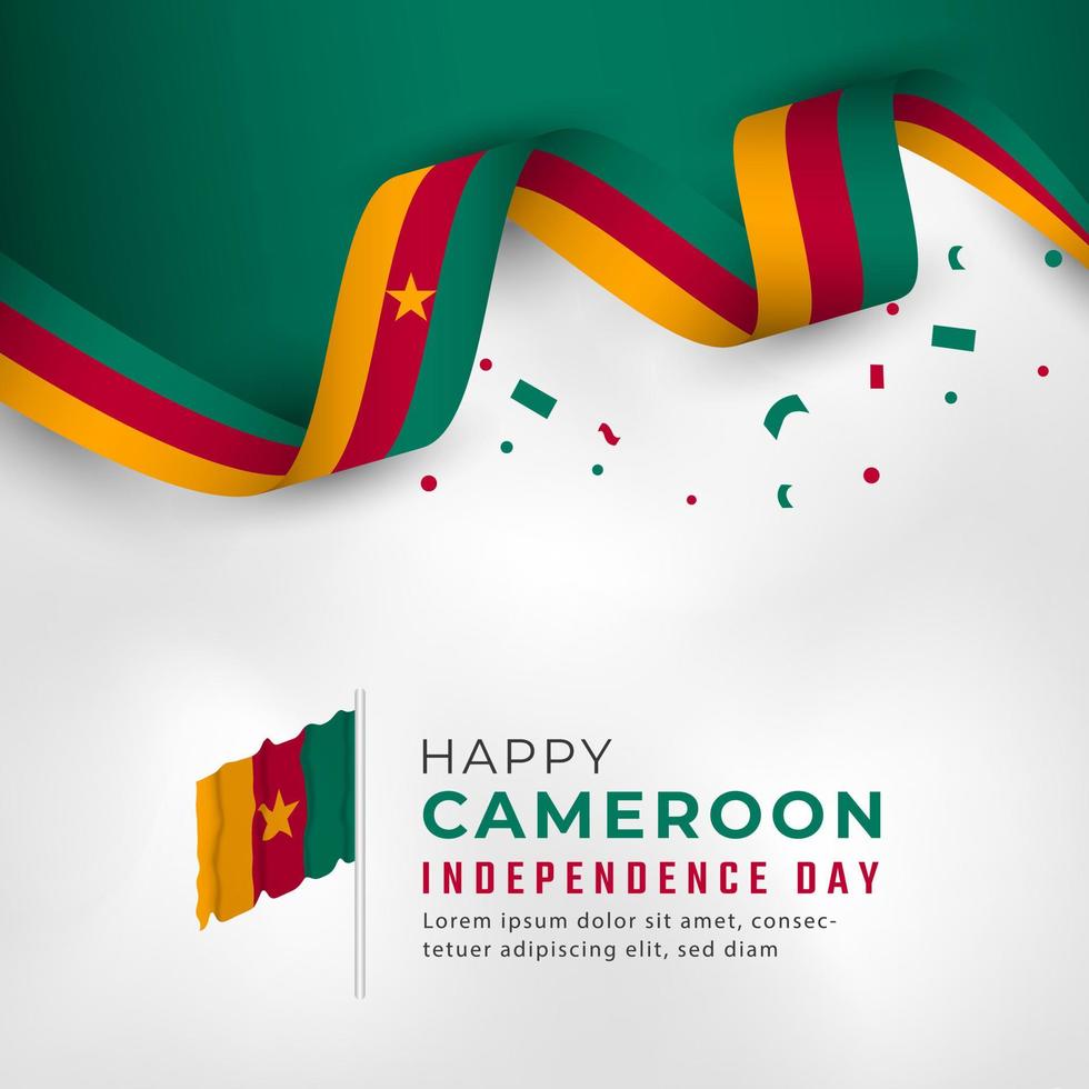 joyeux jour de l'indépendance du cameroun 1er janvier illustration de conception vectorielle de célébration. modèle d'affiche, de bannière, de publicité, de carte de voeux ou d'élément de conception d'impression vecteur