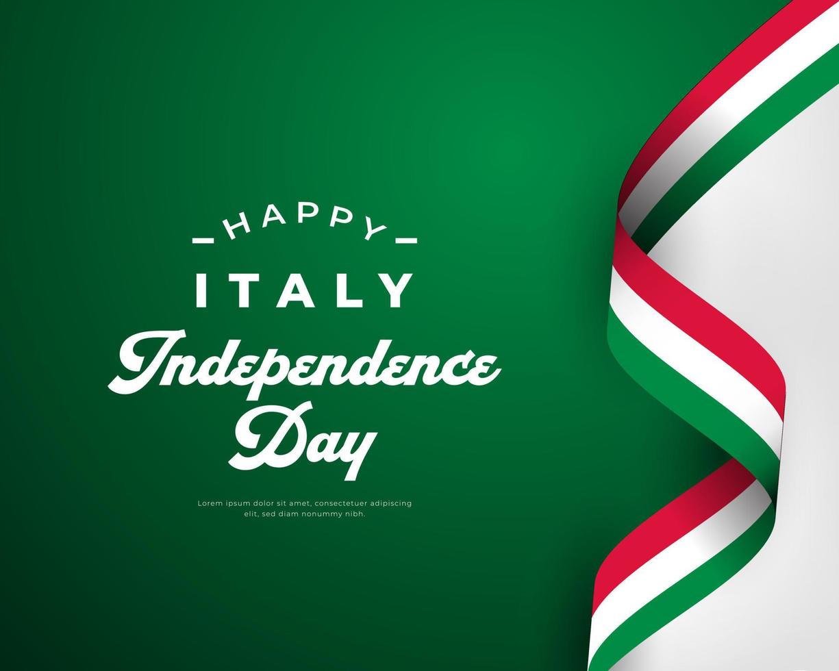 illustration de conception vectorielle de célébration de la fête de l'indépendance de l'italie heureuse. modèle pour l'élément de conception d'affiche de la fête de l'indépendance vecteur