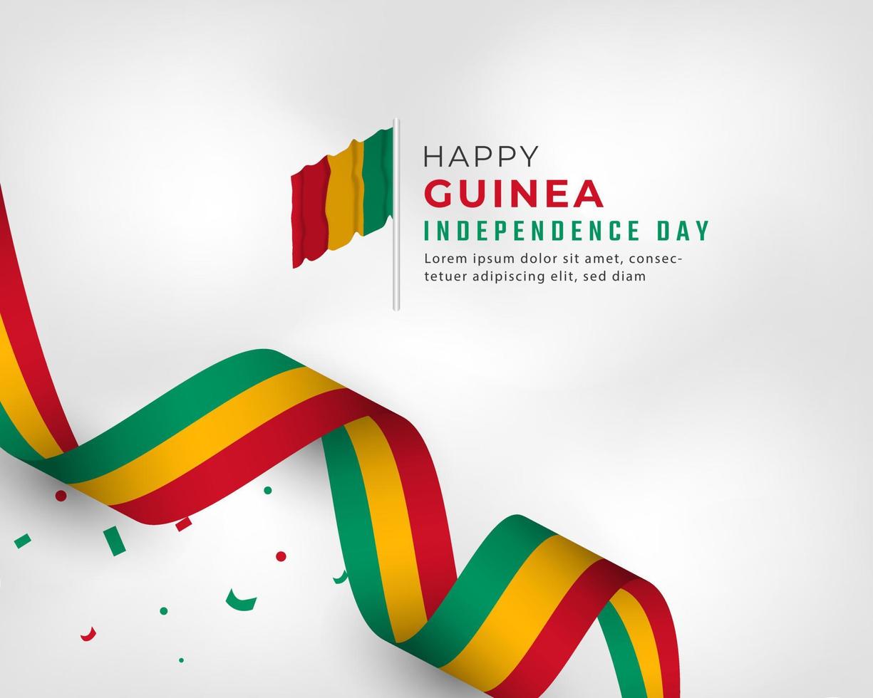 illustration de conception vectorielle de célébration de la fête de l'indépendance de la guinée heureuse. modèle d'affiche, de bannière, de publicité, de carte de voeux ou d'élément de conception d'impression vecteur