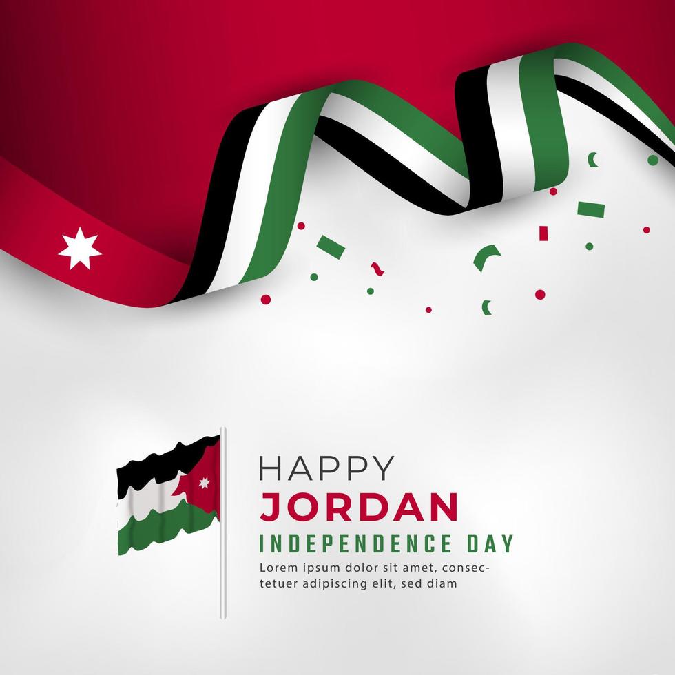 joyeux jour de l'indépendance de la jordanie illustration de conception vectorielle de célébration du 25 mai. modèle d'affiche, de bannière, de publicité, de carte de voeux ou d'élément de conception d'impression vecteur