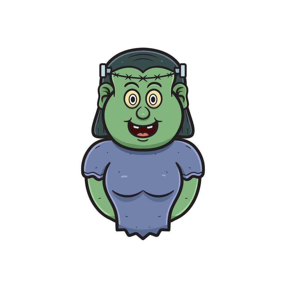 mascotte de dessin animé de jolies filles frankenstein. vecteur