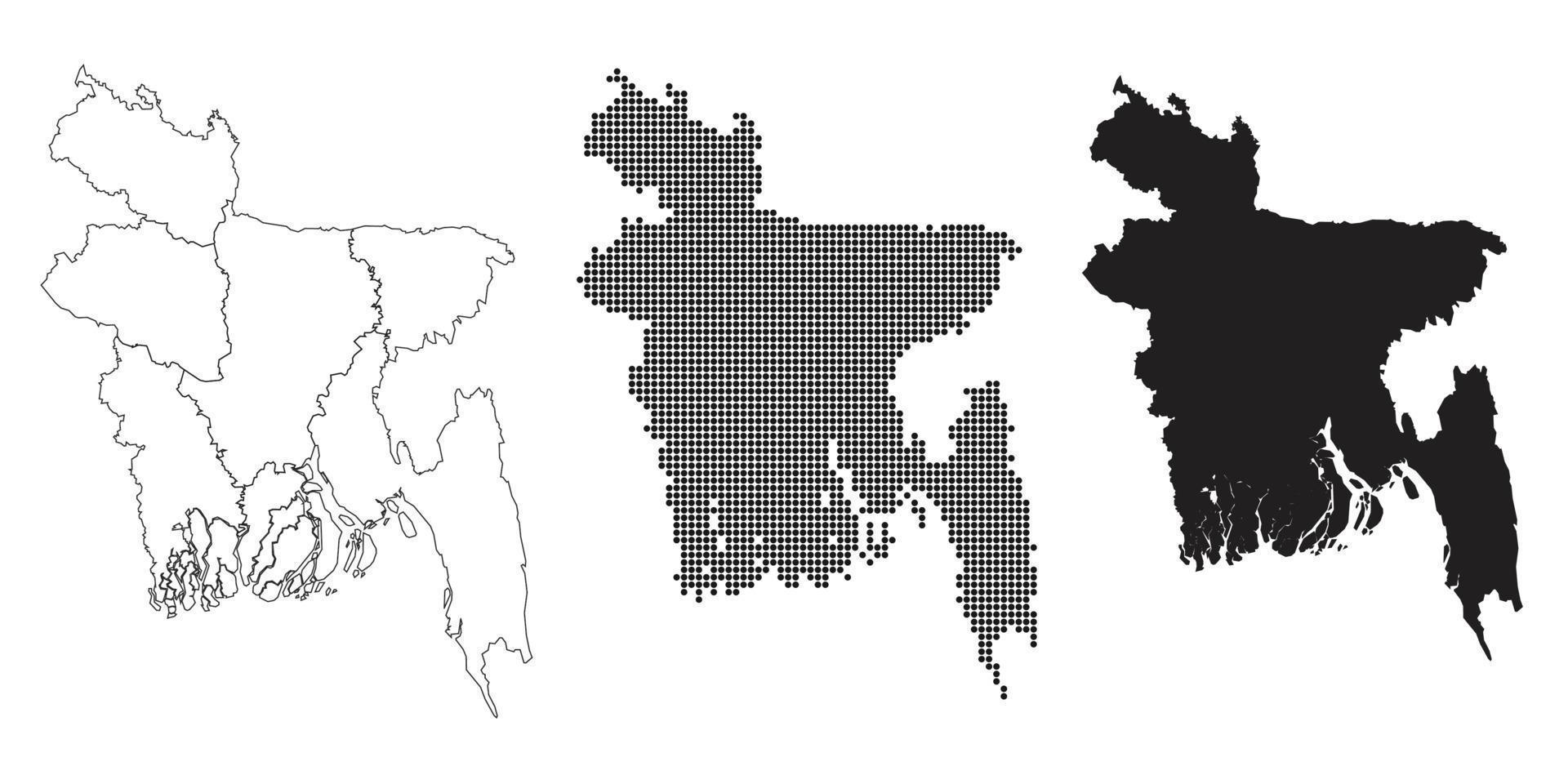 carte du Bangladesh isolée sur fond blanc. vecteur