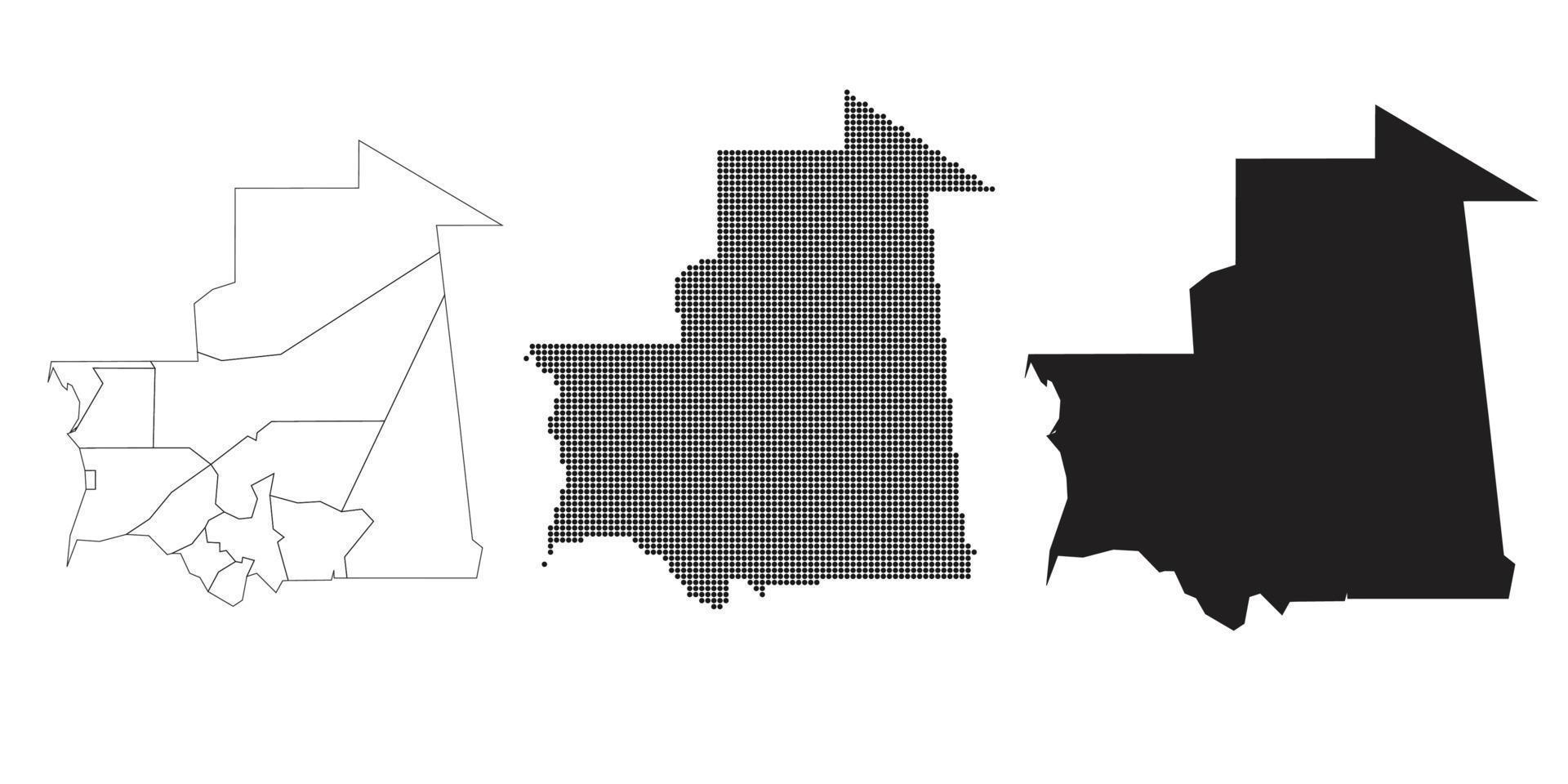 carte mauritanie isolée sur fond blanc. vecteur