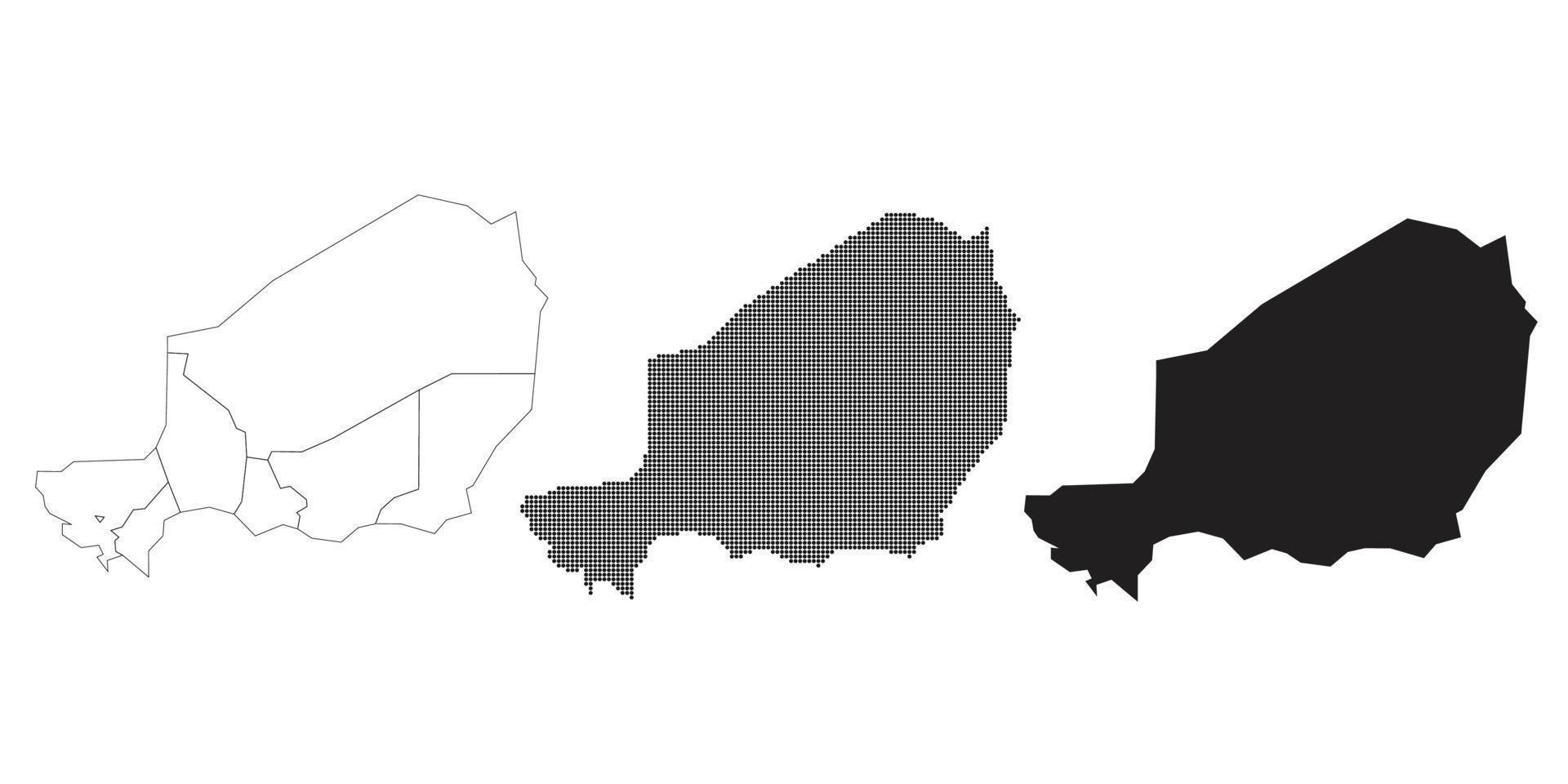carte du Niger isolée sur fond blanc. vecteur