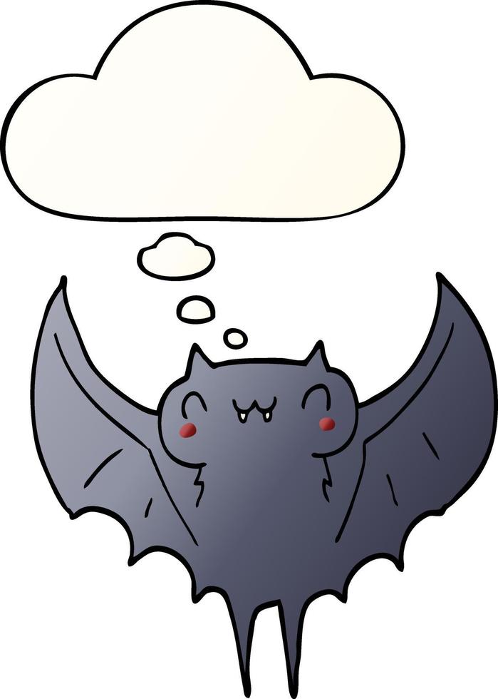 chauve-souris de dessin animé et bulle de pensée dans un style de dégradé lisse vecteur