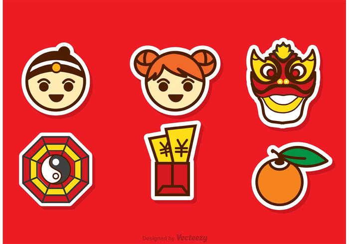 Vecteur Lunar New Year Cartoon Sticker