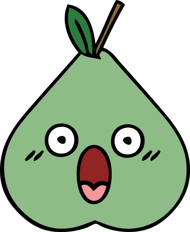 poire verte de dessin animé mignon vecteur