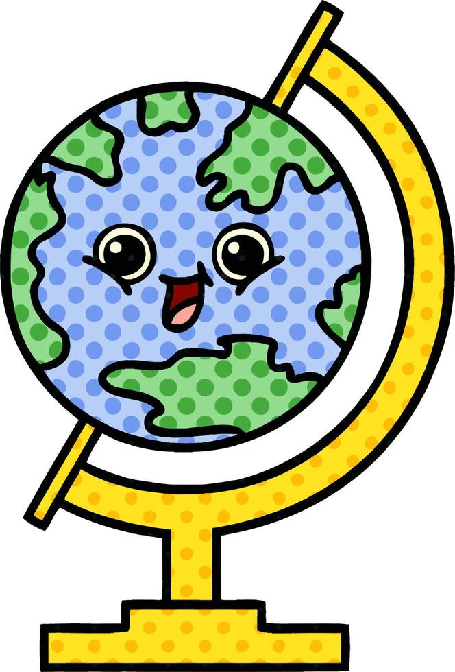 globe de dessin animé de style bande dessinée du monde vecteur