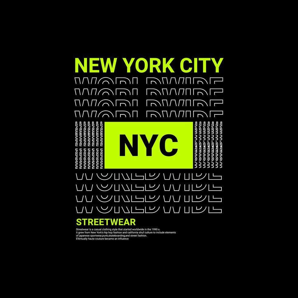 conception d'écriture new york city, adaptée à la sérigraphie de t-shirts, vêtements, vestes et autres vecteur