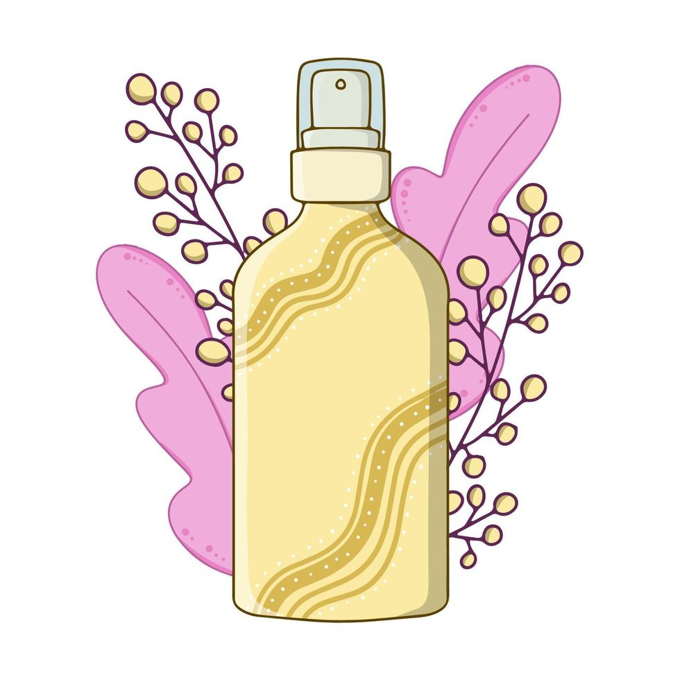 revitalisant en spray, shampoing pour cheveux. objet isolé sur fond blanc. produits de soins capillaires. illustration vectorielle vecteur