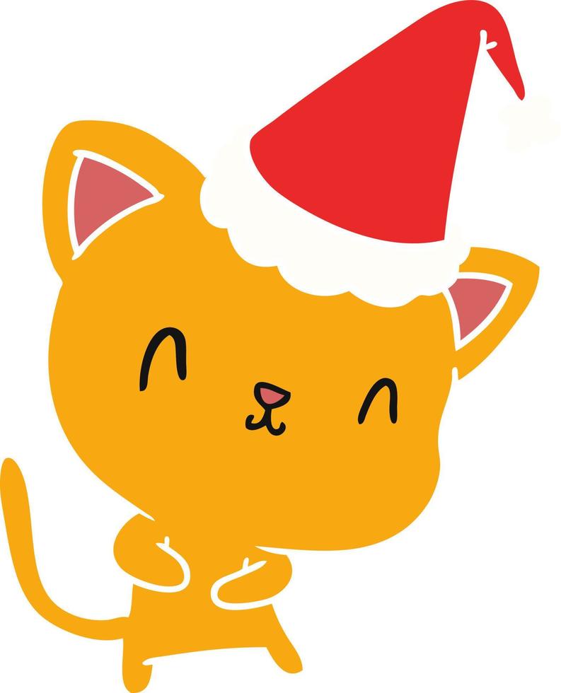 dessin animé de noël de chat kawaii vecteur