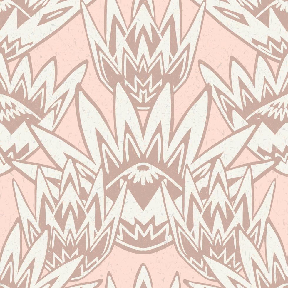 roi protea motif floral audacieux motif vectoriel sans couture - roses pastel vintage. subtiles textures de papier faites à la main. style tribal géométrique moderne boho luxe