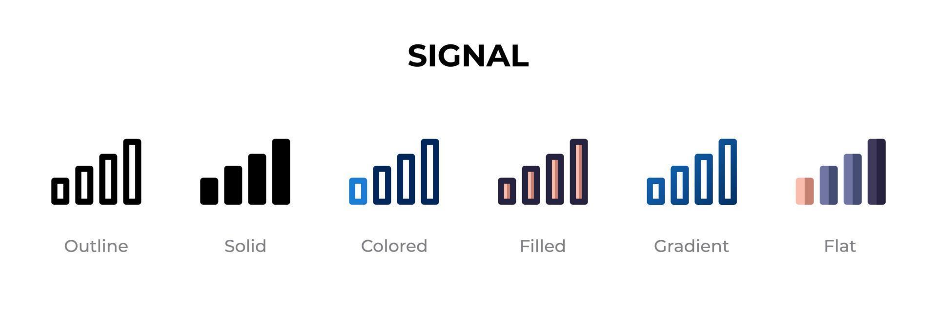 icône de signal dans un style différent. icônes vectorielles de signal conçues dans le style contour, solide, coloré, rempli, dégradé et plat. symbole, illustration de logo. illustration vectorielle vecteur