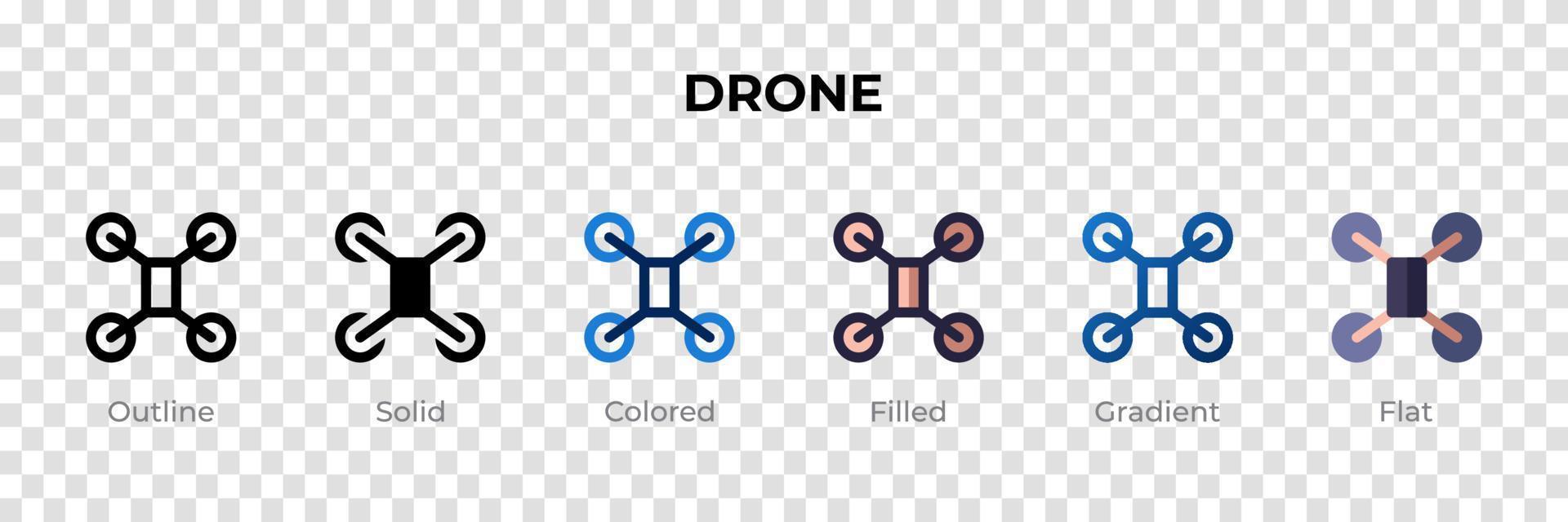 icône de drone dans un style différent. icônes vectorielles de drone conçues dans un style contour, solide, coloré, rempli, dégradé et plat. symbole, illustration de logo. illustration vectorielle vecteur