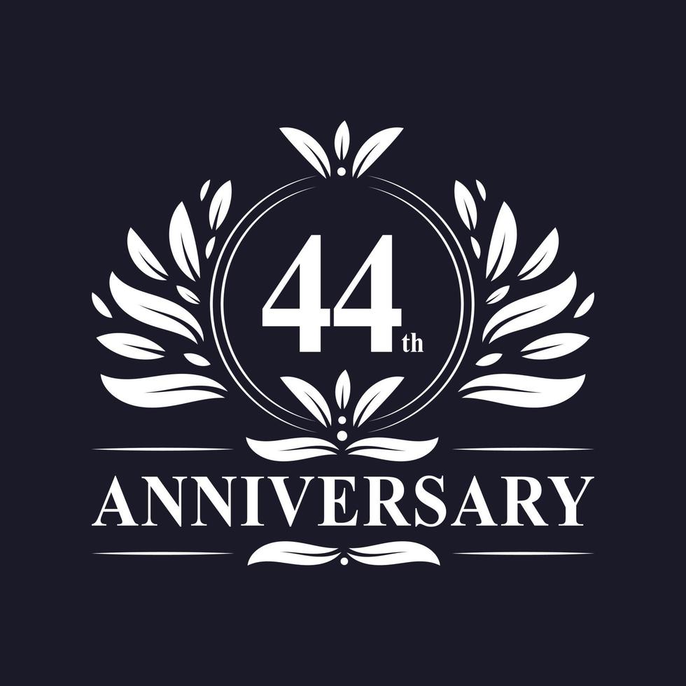 Logo anniversaire 44 ans, célébration du design luxueux du 44e anniversaire. vecteur