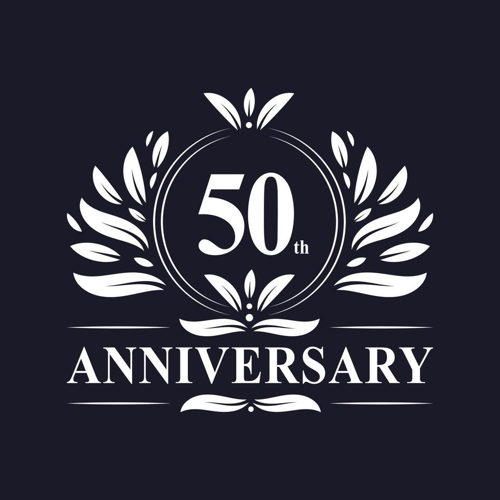 Logo du 50e anniversaire, célébration du design luxueux du 50e anniversaire. vecteur