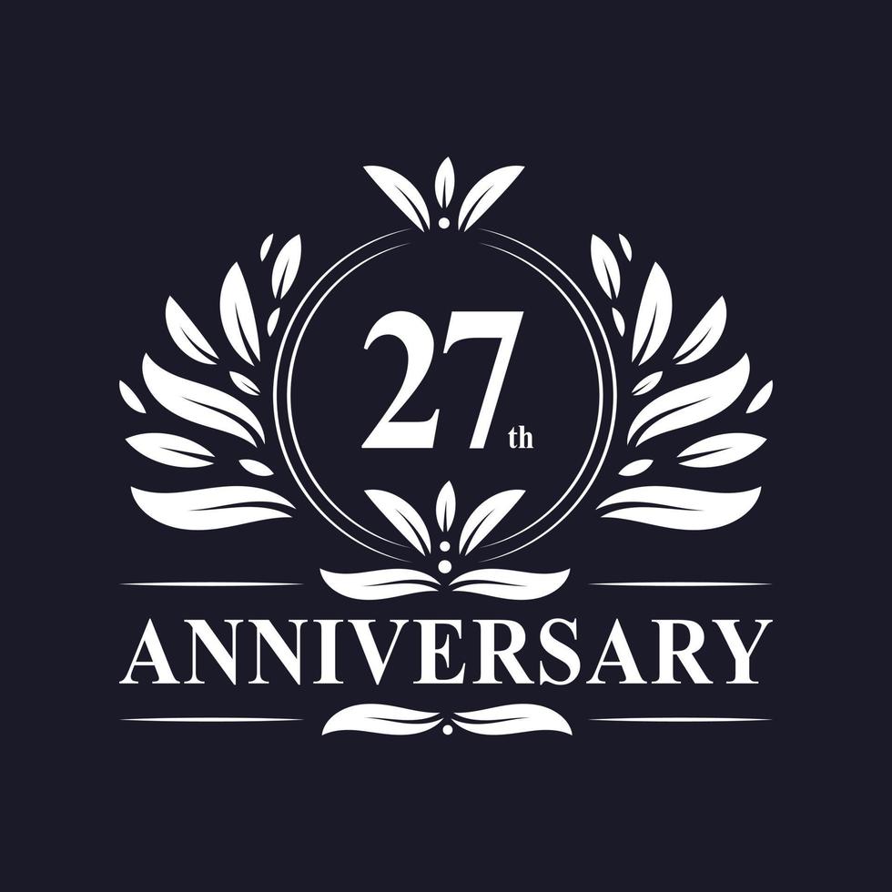 Logo du 27e anniversaire, célébration du design luxueux du 27e anniversaire. vecteur