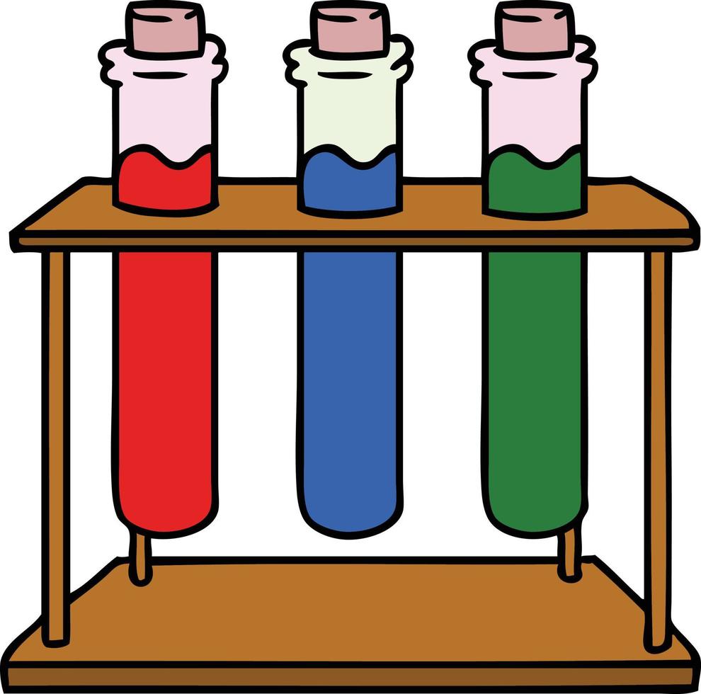 dessin animé doodle d'un tube à essai scientifique vecteur