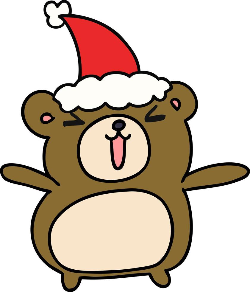 dessin animé de noël d'ours kawaii vecteur