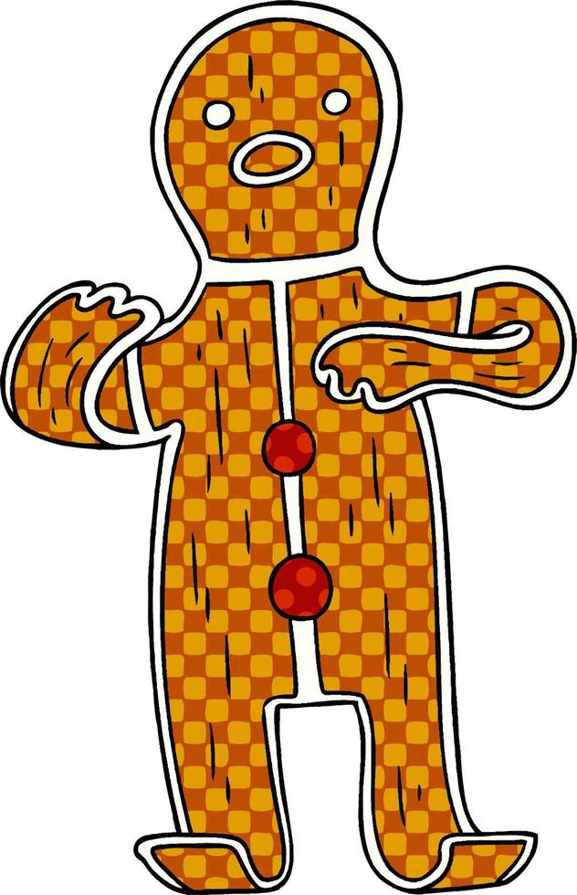 dessin animé doodle d'un bonhomme en pain d'épice vecteur