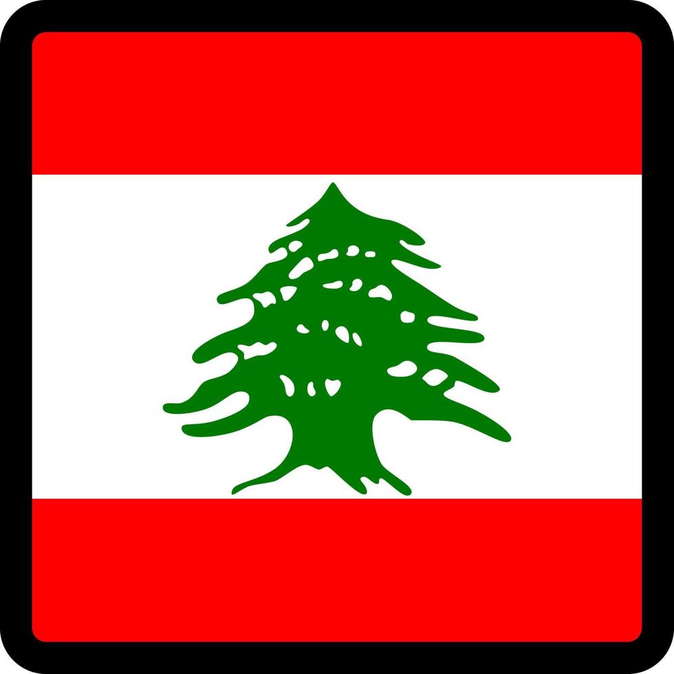 drapeau du liban en forme de carré avec contour contrasté, signe de communication sur les réseaux sociaux, patriotisme, un bouton pour changer de langue sur le site, une icône. vecteur