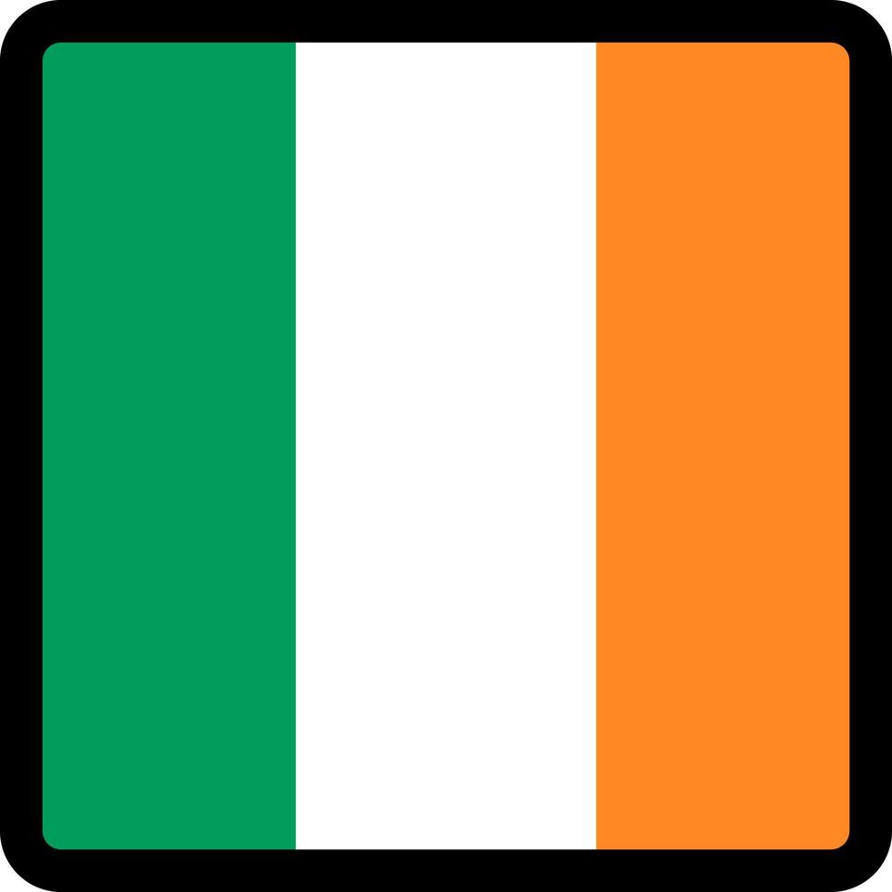 drapeau de l'irlande en forme de carré avec contour contrasté, signe de communication sur les réseaux sociaux, patriotisme, un bouton pour changer de langue sur le site, une icône. vecteur