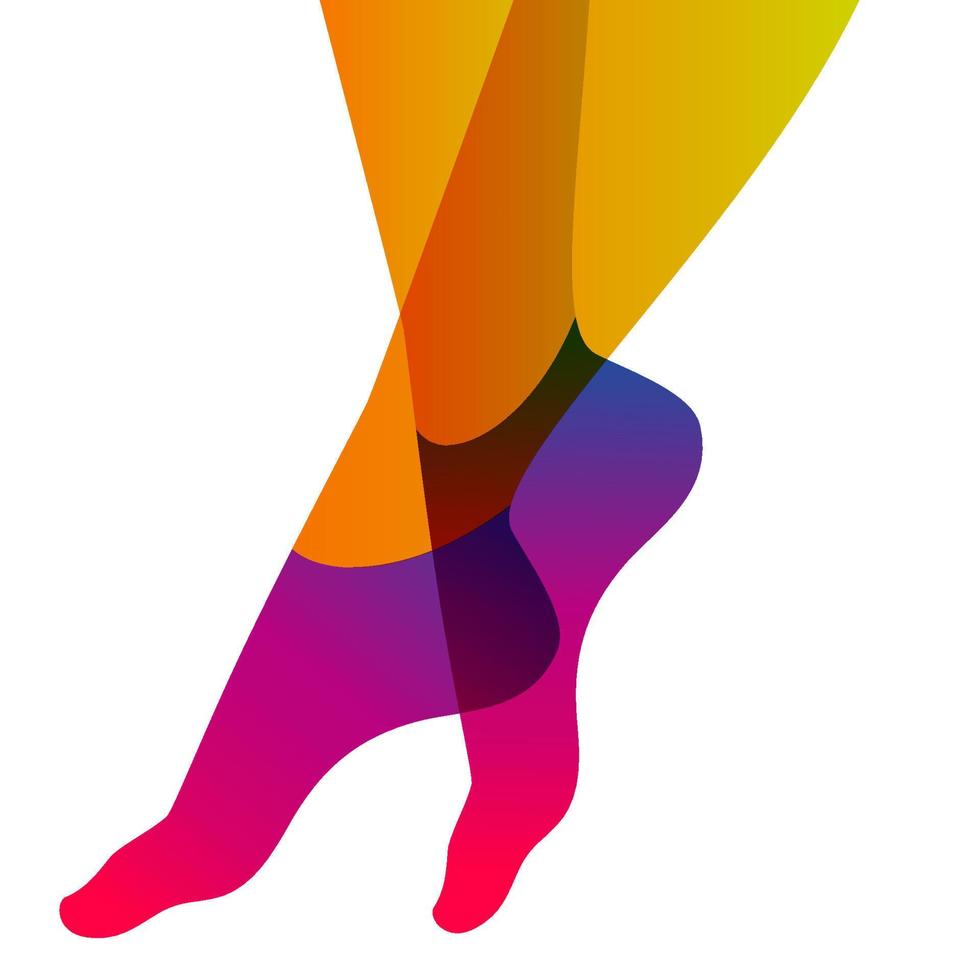jambes féminines longues et minces en chaussettes basses sur fond blanc, illustration vectorielle. vecteur