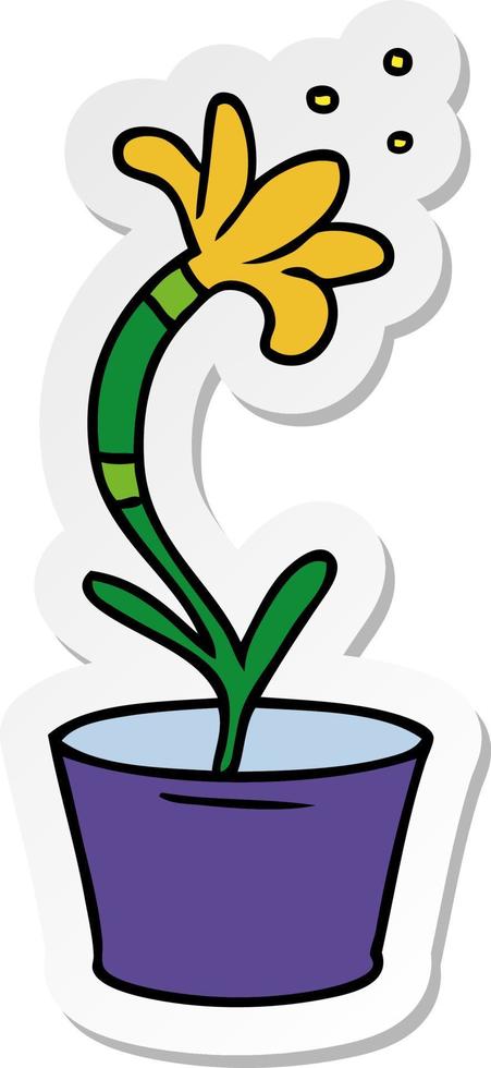 autocollant dessin animé doodle d'une plante d'intérieur vecteur