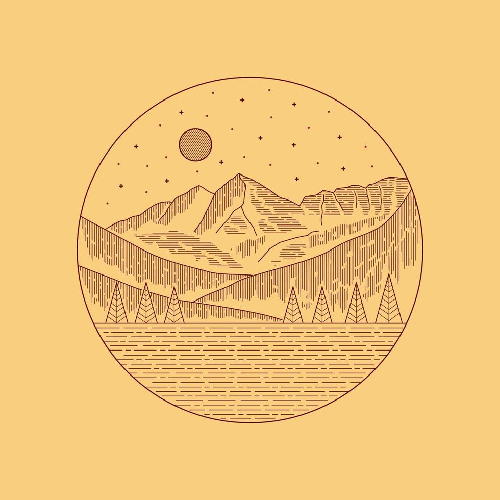 elk mountain colorado dans la conception d'art en ligne mono pour badge, autocollant, patch, conception de t-shirt, etc. vecteur