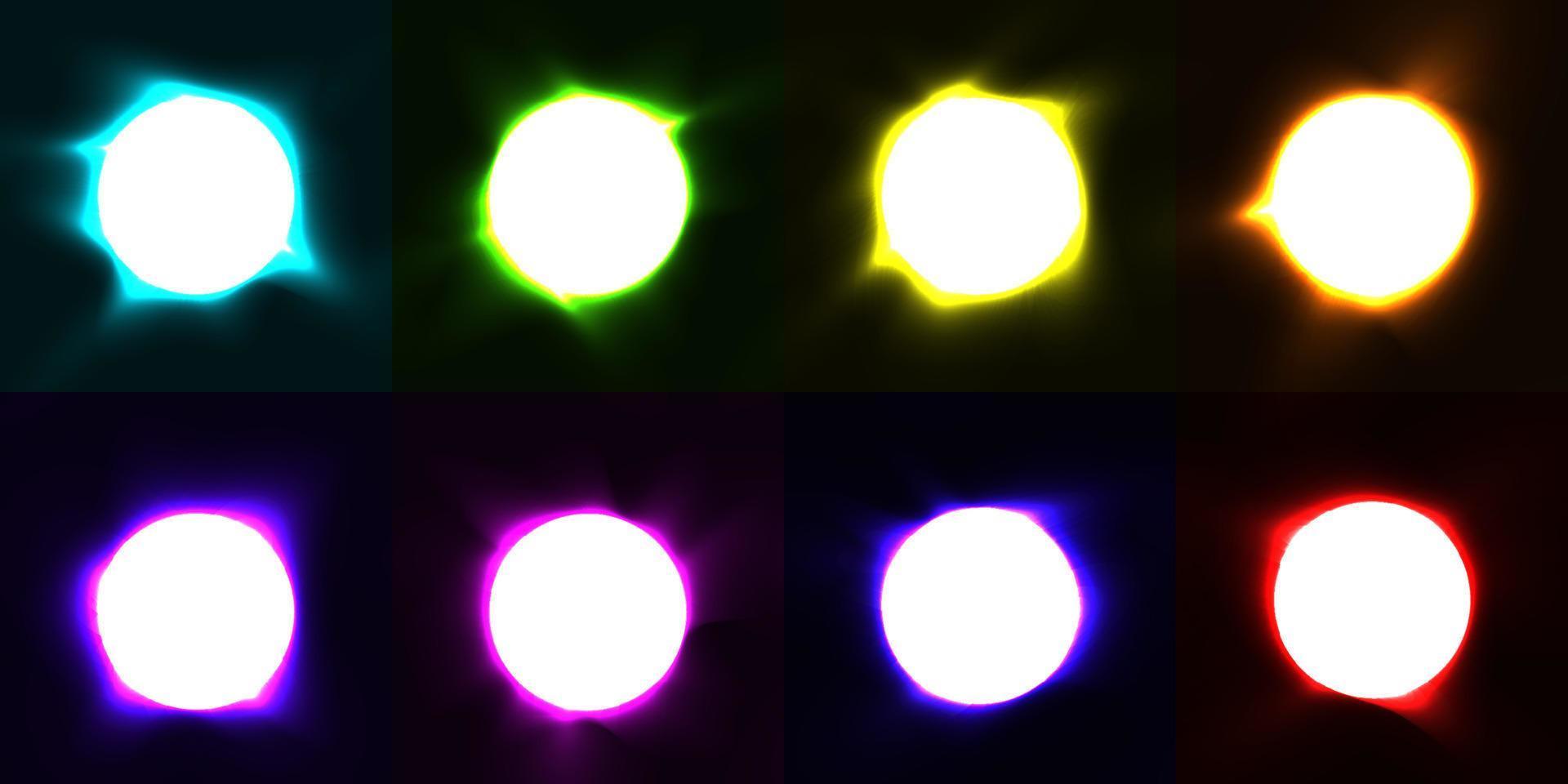 ensemble d'éléments de cercles effet de lumière sur fond sombre vecteur