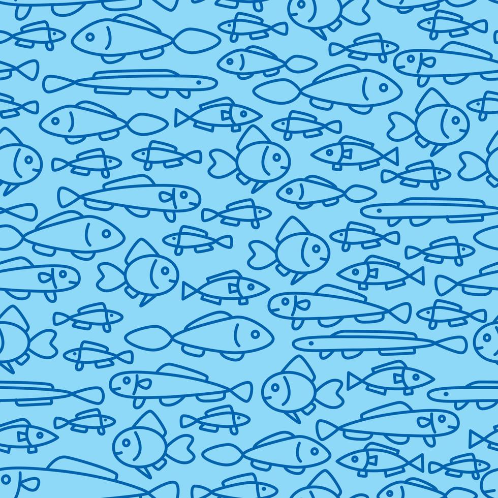 motif sur fond bleu avec poisson vecteur